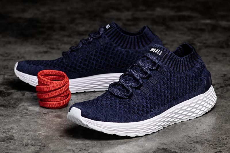 Men's Nobull Midnight Knit Running Shoes Navy | SG O1991K